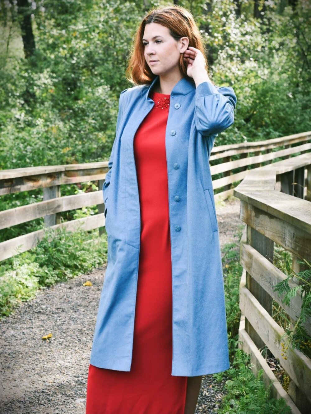 1970's/1980's Baby Blue Pea Coat - Women's Size M
